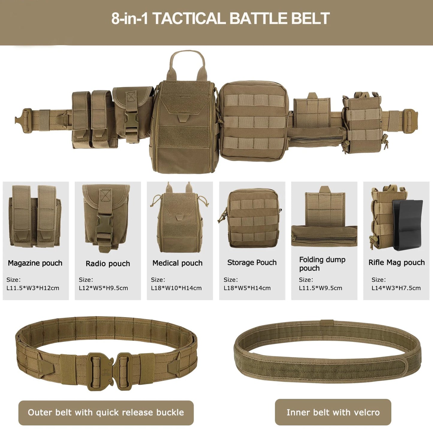 8-in-1 Hunting Tactical Belt with Accessories