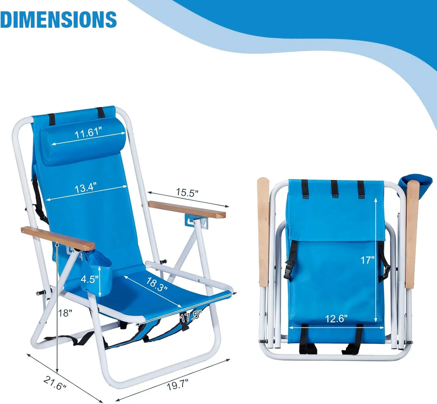 2 Pack Foldable Reclining Beach Chairs