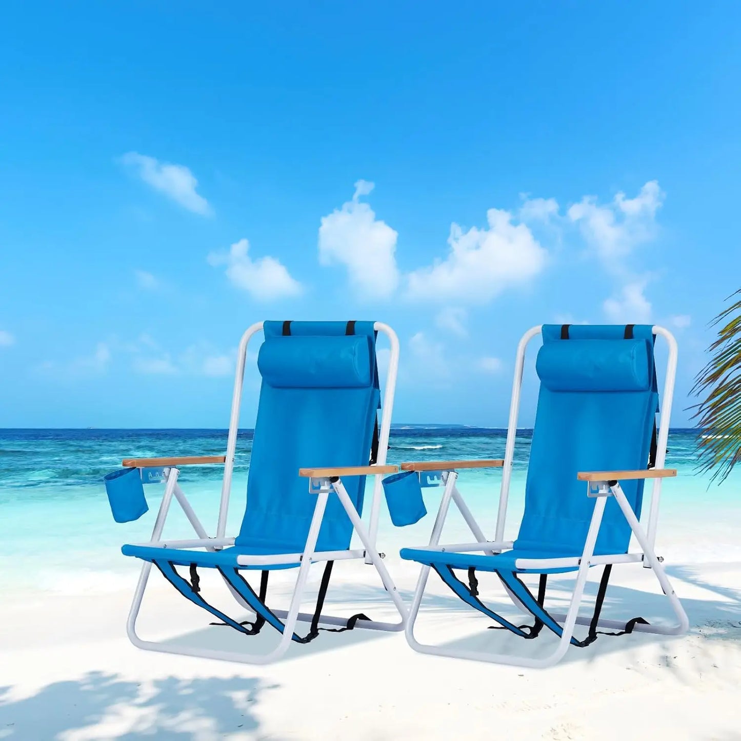 2 Pack Foldable Reclining Beach Chairs