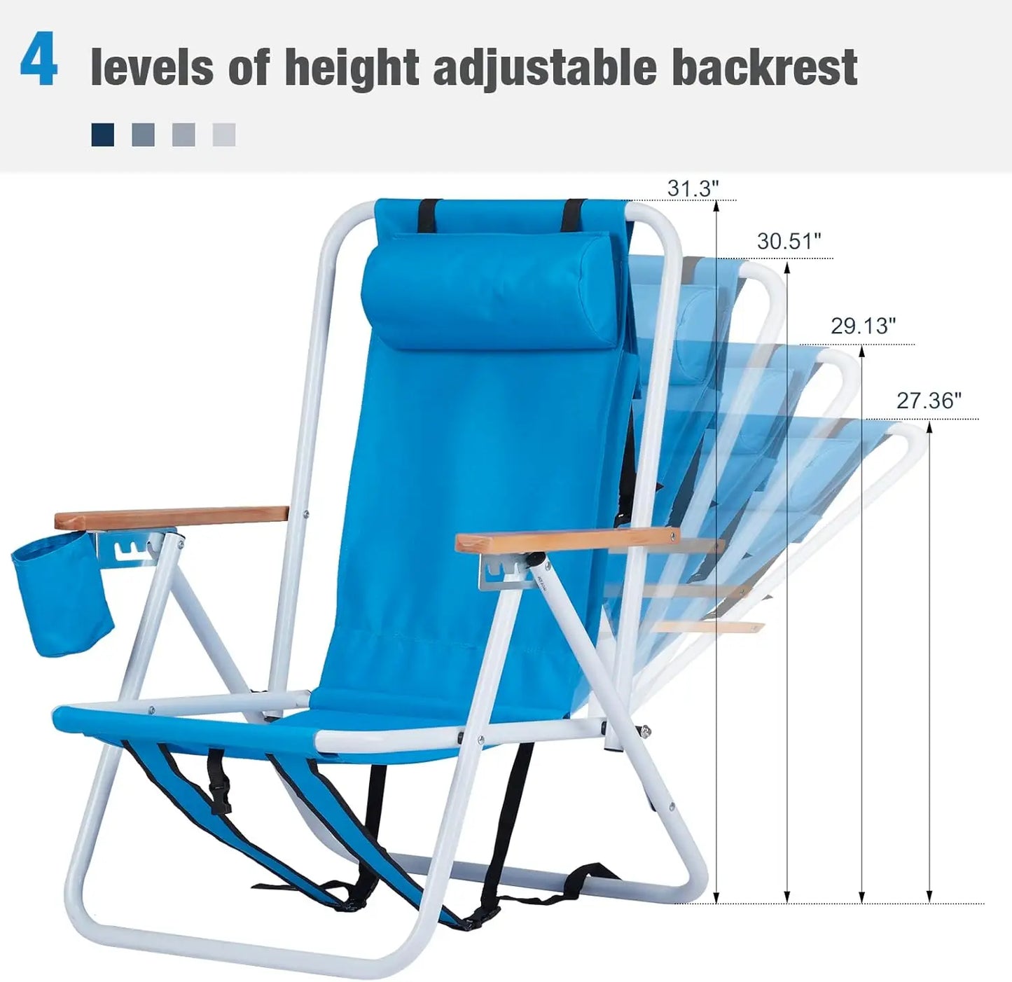 2 Pack Foldable Reclining Beach Chairs