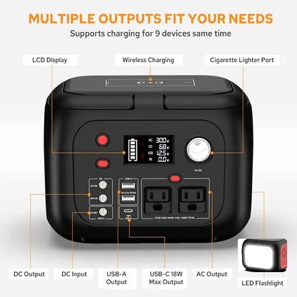 300W Power Bank with AC Outlet Solar Generator