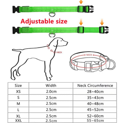 New LED Glowing Dog Collar Adjustable Flashing Rechargea Luminous Collar Night Anti-Lost Dog Light HarnessFor Small Dog Pet Prod