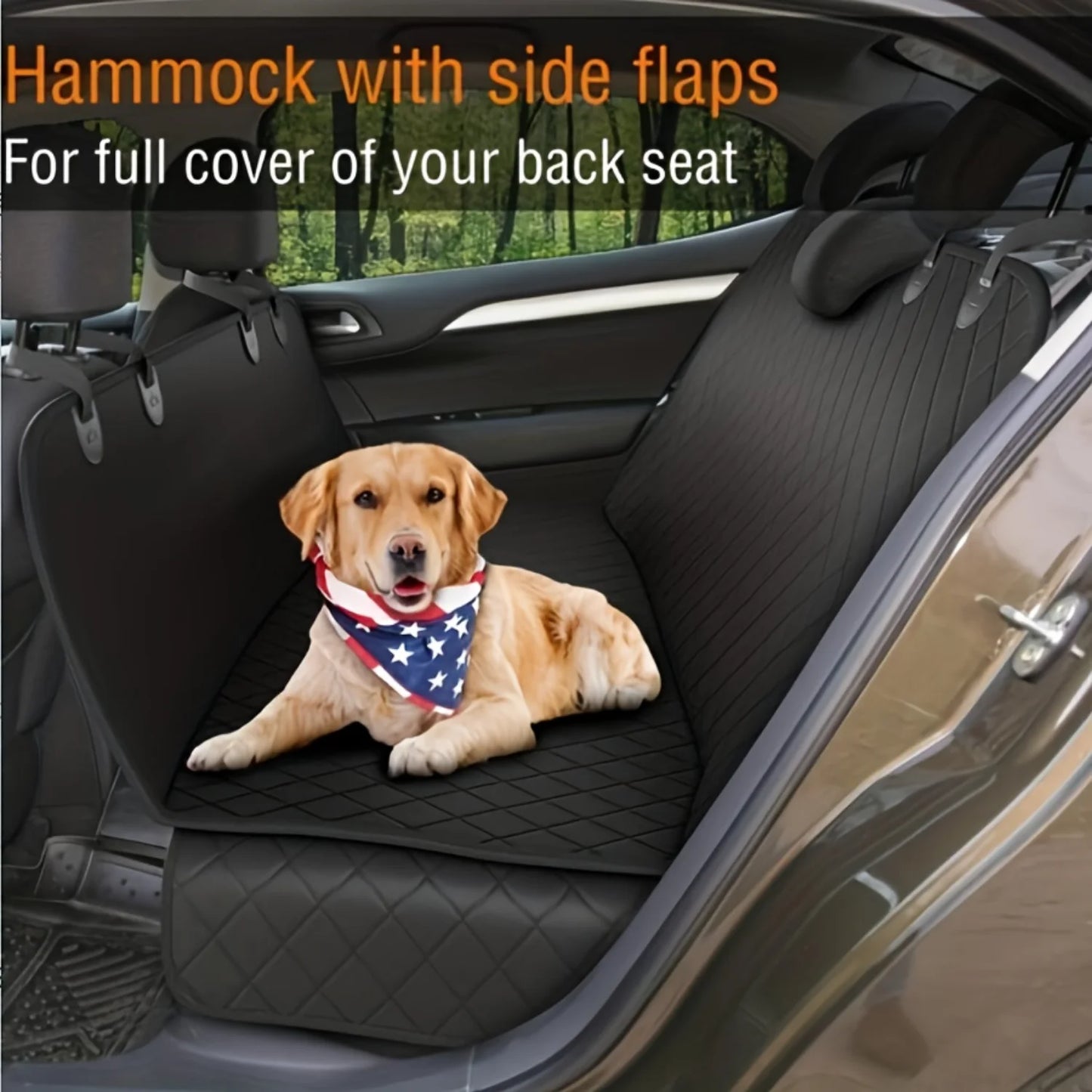 Universal Pet Car Seat Cover with Side Flaps - Waterproof Hammock & Bench Style for Back Seat Protection – Durable, Non-Slip V