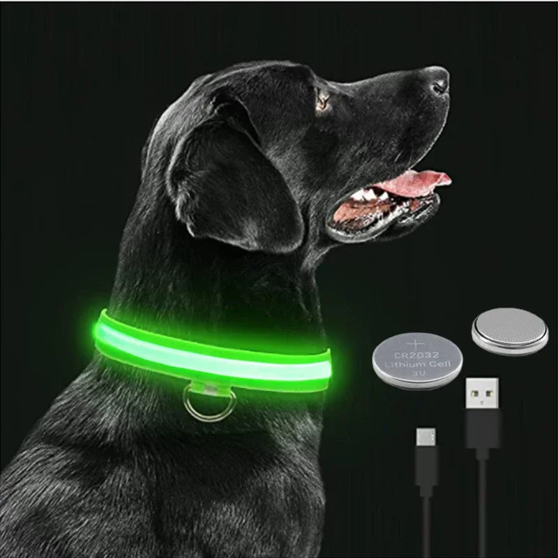 New LED Glowing Dog Collar Adjustable Flashing Rechargea Luminous Collar Night Anti-Lost Dog Light HarnessFor Small Dog Pet Prod