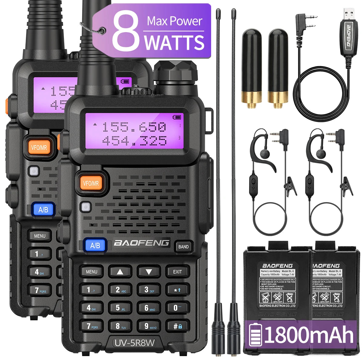 8W Walkie Talkie /  Ham Radio Dual Band